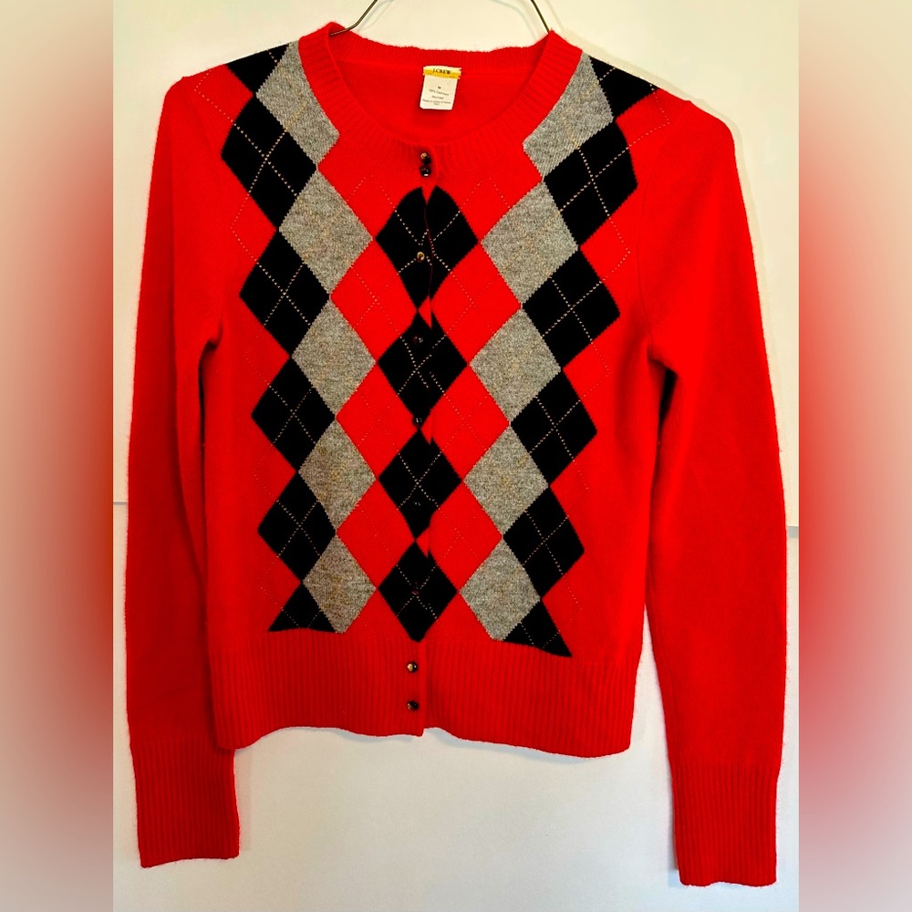 J Crew Fair Isle, cashmere cardigan Medium